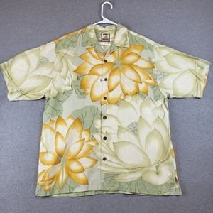 Tommy Bahama Shirt Adult Medium Floral Tropical Silk Button Up Hawaiian Camp